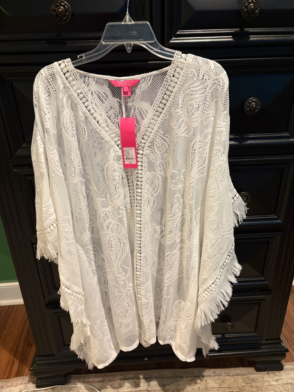 Lilly Pulitzer White Crochet Lace Fringe Coverup